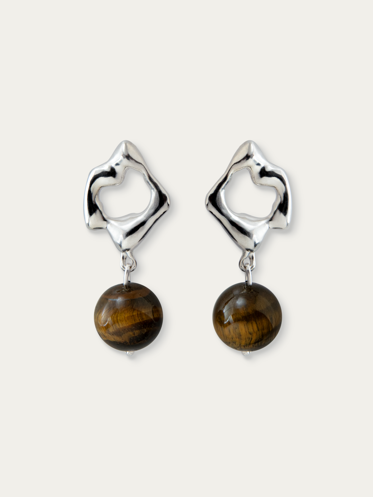 Abstract sculptural silver jewelry black tourmaline