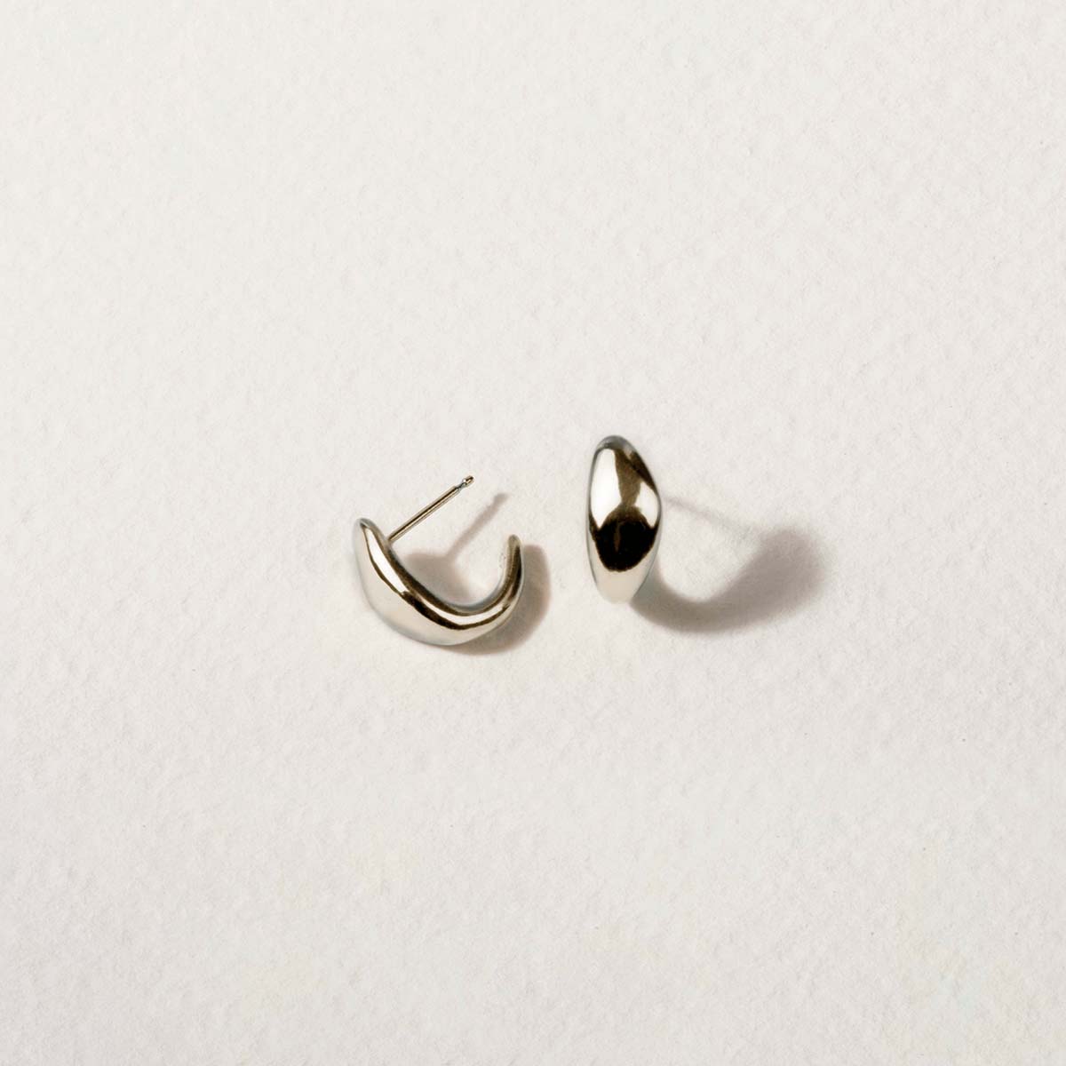 Vimeria unique sculptural sterling silver handmade jewelry, sterling silver huggies, abstract fluid jewelry, gold earrings vermeil