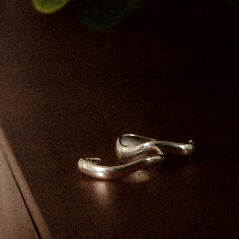 vimeria silver cuff, unique sculptural sterling silver handmade jewelry, organic silver jewelry