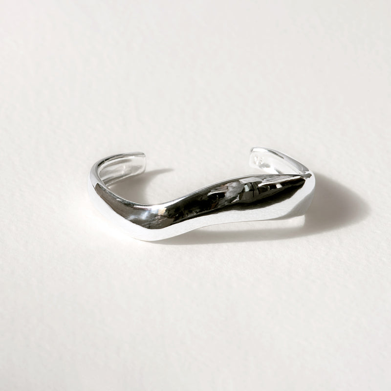 vimeria silver cuff, unique sculptural sterling silver handmade jewelry, organic silver jewelry