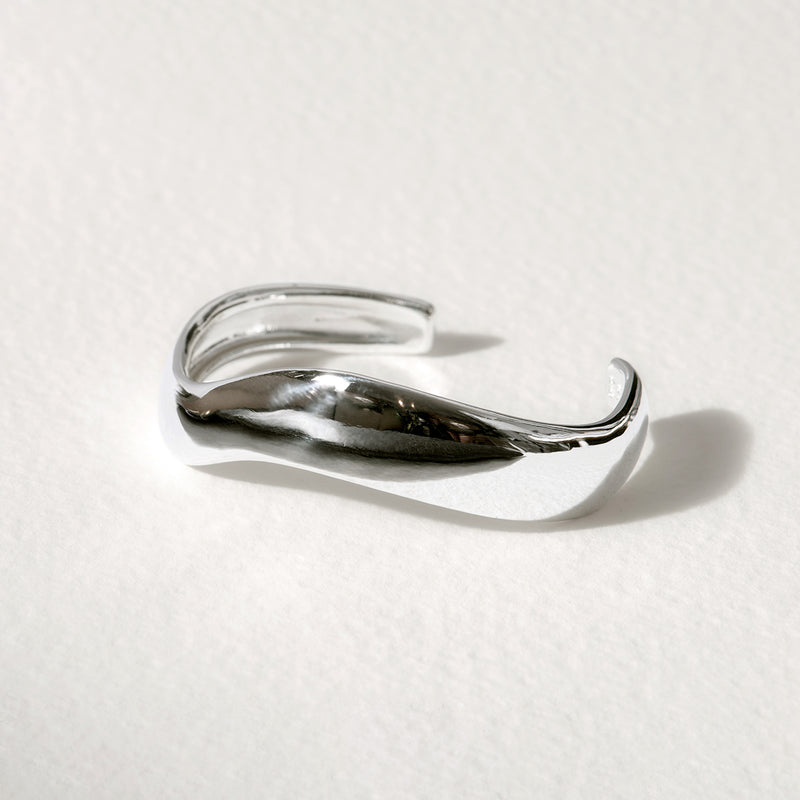 silver cuff, unique sculptural sterling silver handmade jewelry, organic silver jewelry