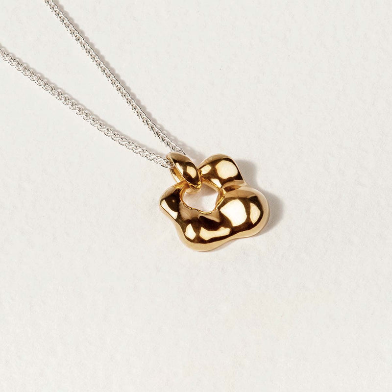 gold necklace, unique sculptural sterling silver handmade jewelry, organic silver jewelry